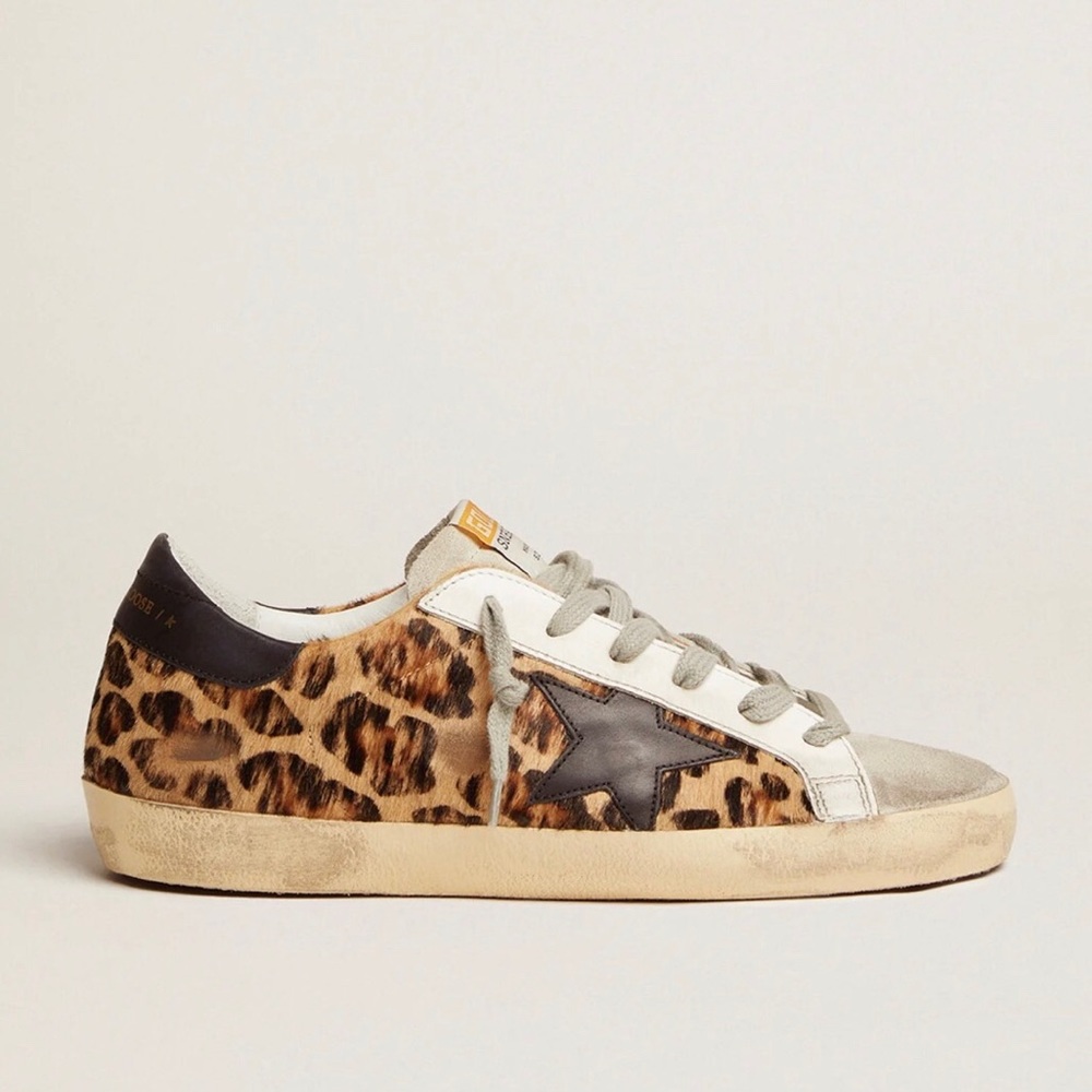 GOLDEN GOOSE Super star sneaker distressed leopard print flocked leather 36